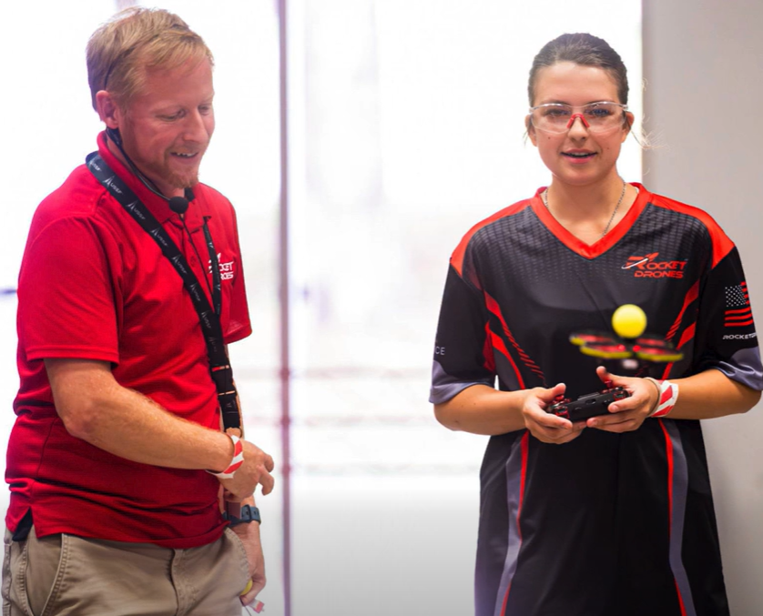 MARS student piloting a drone with focus and precision
