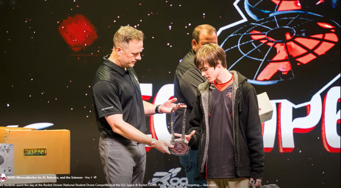 MARS Trailblazer receiving a medal at Rocket Drones Nationals